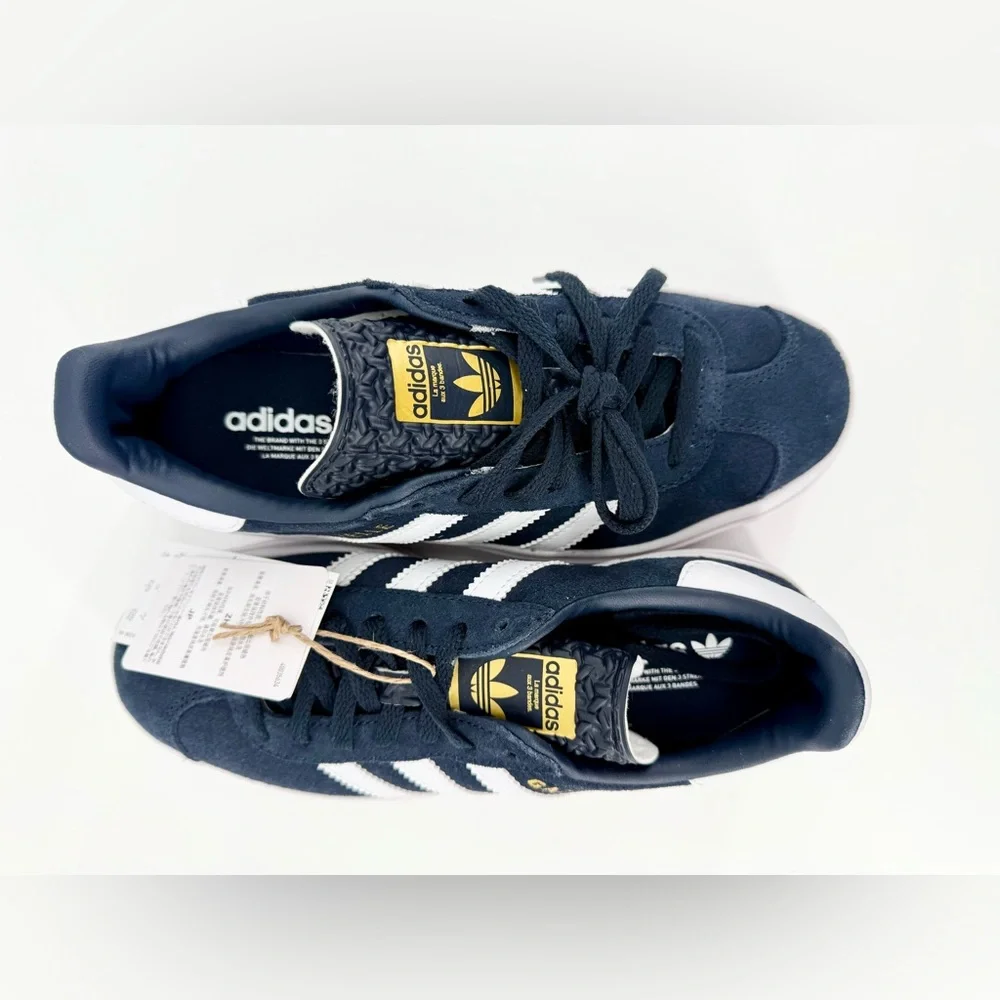 Adidas Gazelle Dark Blue and White Shoes - Picture 8 of 10